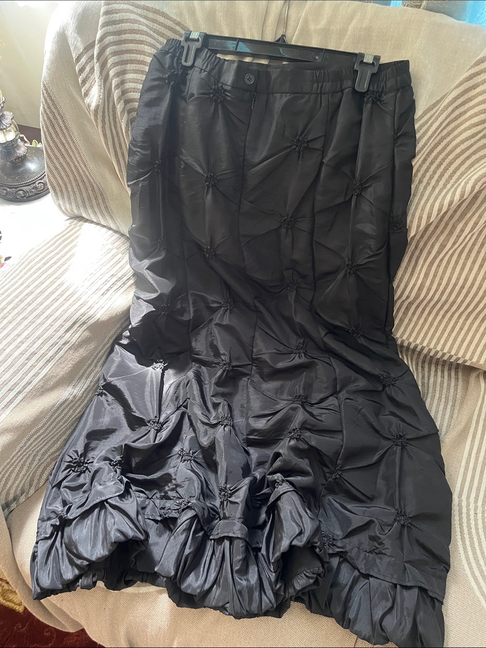 Black Pin-Tuck Detail Maxi Skirt - Women's